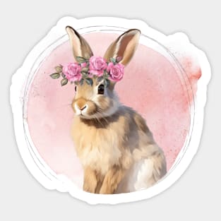 Cute Bunny with Floral Crown Sticker